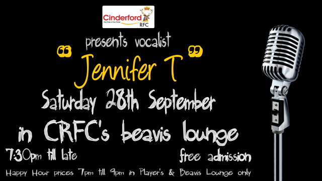 CRFC presents Jennifer T – Sat 28th September