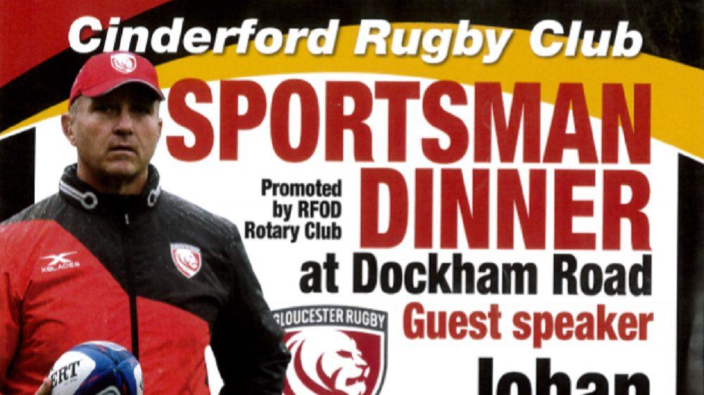 Cinderford Sportsman Dinner with Gloucester head coach Johan Ackermann